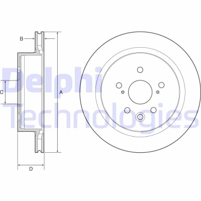 Billede af DELPHI BG4962C Bremseskiver 310 22 5 ventileret coatet ubehandlet uden hjullejer, ABS sensorring