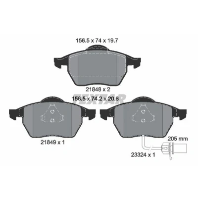 Billede af TEXTAR 2184903 Bremseklodser med indbygget slid advarselskontakt FORD: Galaxy Mk1 MPV, VOLKSWAGEN: Sharan I