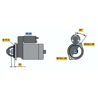 Billede af BOSCH 0 986 012 301 Starter 12 0,9 8 MITSUBISHI: GALANT 4 Stufenheck, PAJERO 2 Canvas Top, HYUNDAI: ACCENT 1, COUPE