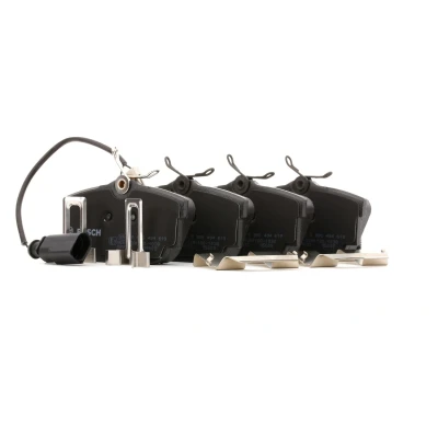 Billede af BOSCH 0 986 494 619 Bremseklodser Low Metallic med indbygget slidsensor monteringsvejledning, anti knirke plade, skruer
