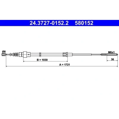 Billede af ATE 24.3727 0152.2 Håndbremsekabel 1721