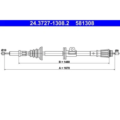 Billede af ATE 24.3727 1308.2 Håndbremsekabel 1670 VOLVO: V70 I, 850 Sedan