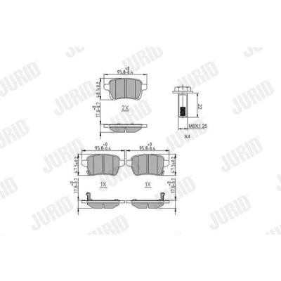 Billede af JURID 573689J Bremseklodser med akustisk advarsel for slid tilbehør OPEL: Corsa E Hatchback, Adam, FIAT: Tipo Stationcar, 500L, Hatchback
