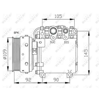 Billede af NRF 32049 Kompressor MSC90C 12 PAG 100 med kompressorolie MITSUBISHI: Carisma Hatchback