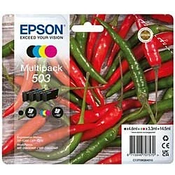 Billede af Multi pack! Epson 503 BK C M Y blækpatron 14,5 ml C13T09Q64010 original