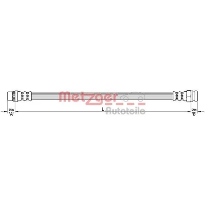Billede af METZGER 4111141 Bremseslange 188 CITROËN: C2 Hatchback, C3 I Hatchback