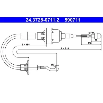Billede af ATE 24.3728 0711.2 Koblingskabel OPEL: Kadett E CC