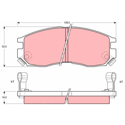 Billede af TRW GDB1128 Bremseklodser med akustisk advarsel for slid MITSUBISHI: GALANT 6, 5 Stufenheck