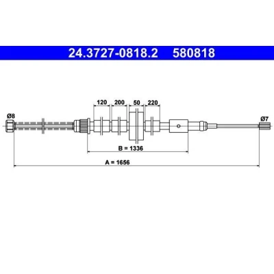 Billede af ATE 24.3727 0818.2 Håndbremsekabel 1656 PEUGEOT: 306 Hatchback