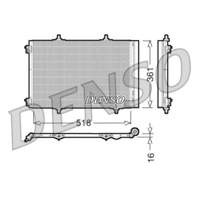 Billede af DENSO DCN07013 Kondensator med tørrer 361x518x16 R134a 361mm PEUGEOT: 208 I Hatchback, 207 SW, CITROËN: C3 II, DS3 Hatchback