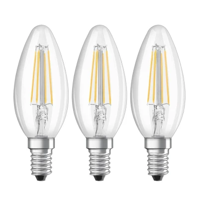 Billede af LED kertepære E14 4 W filament 2.700K 3 stk