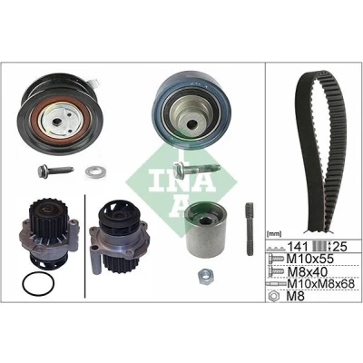 Billede af INA 530 0361 30 vandpumpe + Tandremssæt med VOLKSWAGEN: Polo IV Hatchback, SKODA: Fabia 1 Combi, I Hatchback