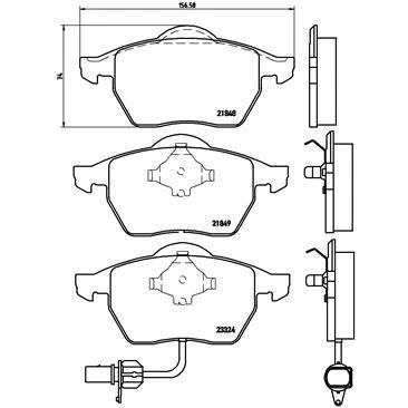 Billede af BREMBO P 85 060 Bremseklodser Inkl. slidadvarselskontakt med stempelklips uden tilbehør FORD: Galaxy Mk1 MPV, VOLKSWAGEN: Sharan I