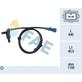 Billede af FAE 78022 ABS Sensor bagaksel Induktiv 2 840 PEUGEOT: 206 Hatchback, SW
