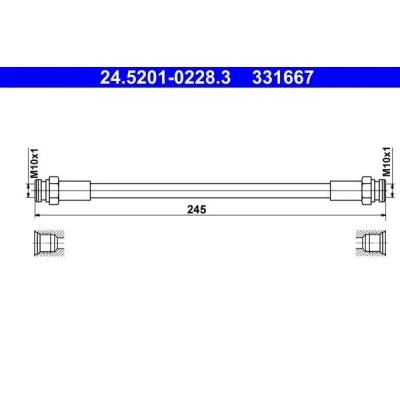 Billede af ATE 24.5201 0228.3 Bremseslange 245 OPEL: Corsa D Hatchback