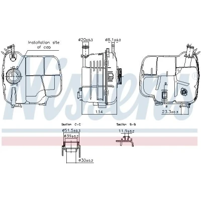 Billede af NISSENS 996224 Ekspansionsbeholder 1 OPEL: Astra J Sedan, Sports Tourer, Hatchback, CHEVROLET: Orlando, Cruze Sedan