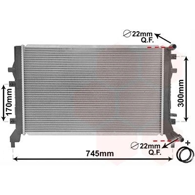 Billede af VAN WEZEL 58002295 Radiator Aluminium 625 387 18 *** IR PLUS med tilbehør Loddet køleripper VOLKSWAGEN: GOLF 5, 6, Caddy 3