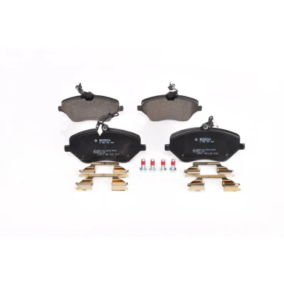 Billede af BOSCH 0 986 494 585 Bremseklodser Low Metallic med indbygget slidsensor anti knirke plade, skruer fjeder, tilbehør