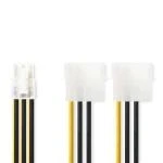 Billede af Intern Strømkabel 2x Molex Han PCI Express Hun Guldplateret 0.20 m Runde PVC Gul / Sort Plastikpose