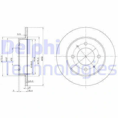 Billede af DELPHI BG3070 Bremseskiver 258 10 4 fuldstændigt olieret ubehandlet uden hjullejer, ABS sensorring HYUNDAI: Elantra III Hatchback