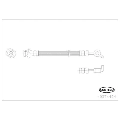 Billede af CORTECO 49374424 Bremseslange Bagaksel højre 265 NISSAN: Qashqai / Qashqai+2 I