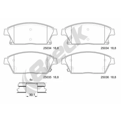 Billede af BRECK 25034 00 701 10 Bremseklodser med akustisk advarsel for slid OPEL: Astra J Sports Tourer, Mokka / X, Hatchback