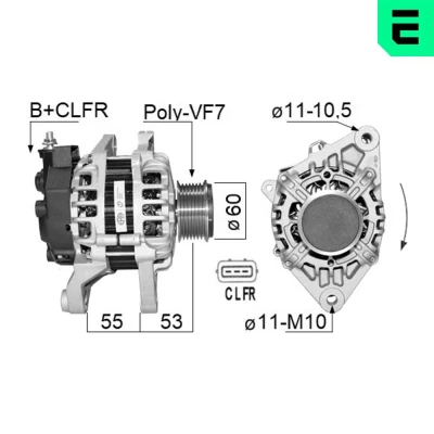 Billede af ERA 209004A Generator 14V 90A KIA: RIO 3, HYUNDAI: ix20, i30 II Hatchback