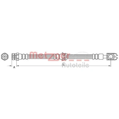 Billede af METZGER 4110888 Bremseslange 607 M10 x 1 SKODA: Superb II Stationcar, Hatchback, VOLKSWAGEN: Passat B7 Variant