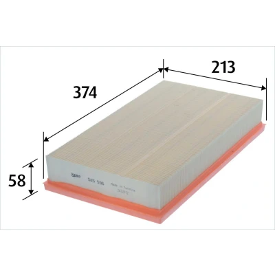 Billede af VALEO 585596 Luftfilter 58mm 213mm 374mm Filterindsats VOLKSWAGEN: Passat B8 Variant, Sedan, Tiguan II, AUDI: A3 Sportback, Q3