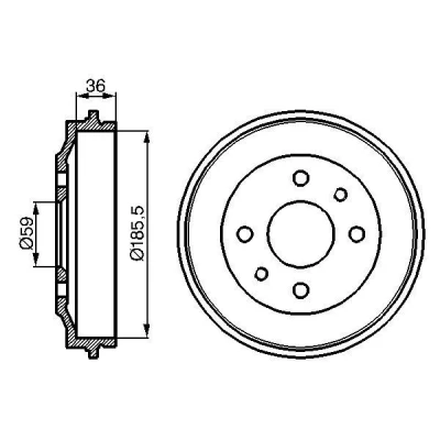 Billede af BOSCH 0 986 477 055 Bremsetromler 219 bagaksel FIAT: 127 Hatchback, 126, 128 Familiare