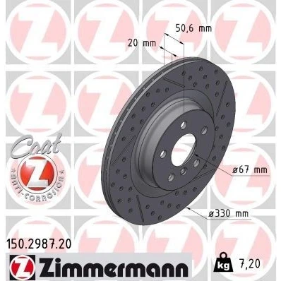 Billede af ZIMMERMANN 150.2987.20 Bremseskiver 330 20 6/5 5 112 indvendigt ventileret, Sænket, opslidset coatet højkarboniseret BMW: 1 Hatchback, 2 Gran Coupe