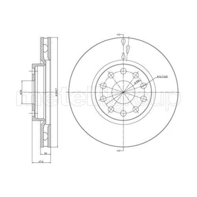 Billede af METELLI 23 0409C Bremseskiver 281,0 26,0 5 59,0 ventileret lakeret ALFA ROMEO: 166