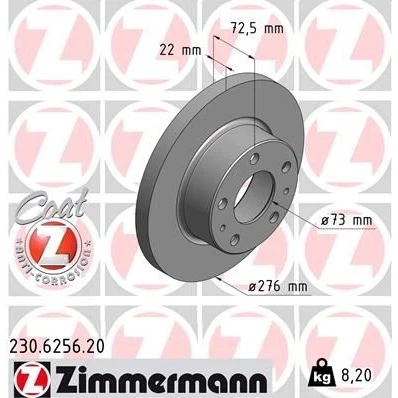 Billede af ZIMMERMANN COAT Z 230.6256.20 Bremseskiver 276 22 7/5 5 118 fuldstændigt coatet IVECO: DAILY 3 Kasten/Kombi