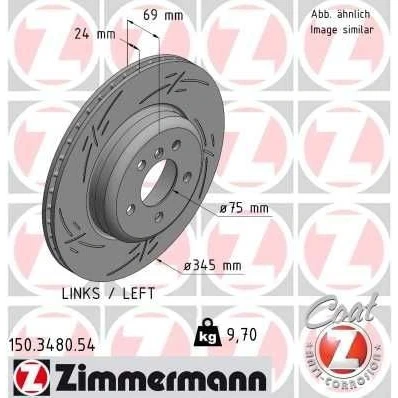 Billede af ZIMMERMANN BLACK Z 150.3480.54 Bremseskiver 345 24 6/5 5 120 indvendigt ventileret, opslidset coatet højkarboniseret BMW: Touring, Sedan, 7
