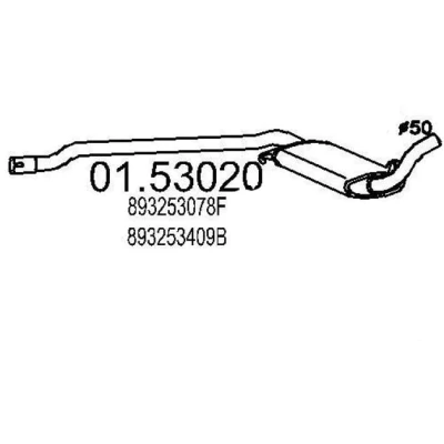 Billede af MTS 01.53020 Midterste Lyddæmper 1770 AUDI: Cabriolet B4, 80 B3