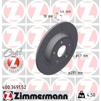 Billede af ZIMMERMANN 400.3691.52 Bremseskiver 295 10 6/5 5 112 fuldstændigt, hullet coatet MERCEDES BENZ: CLA Coupe, A klasse, B klasse