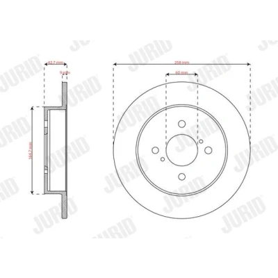 Billede af JURID Bremseskive SUZUKI: IGNIS 2 258mm 9,2mm 4 fuldstændigt olieret 563854J 5561160J00,5561160J01 Bremseskiver, Skivebremser