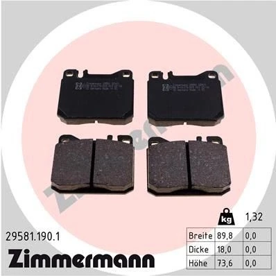 Billede af ZIMMERMANN 29581.190.1 Bremseklodser Forberedt til slidindikator Billede svarer leveringsomfang