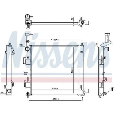 Billede af NISSENS 606865 Radiator Aluminium 410 420 16 Loddet køleripper