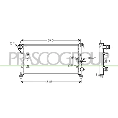 Billede af PRASCO FT122R002 Radiator Aluminium 580 322 23 med lynkobling Mekanisk fuget køleripper FIAT: Panda II Hatchback