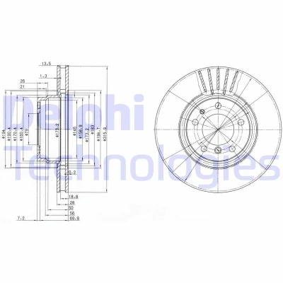 Billede af DELPHI BG3039 Bremseskiver 316 28 5 ventileret olieret ubehandlet uden hjullejer, ABS sensorring BMW: 7