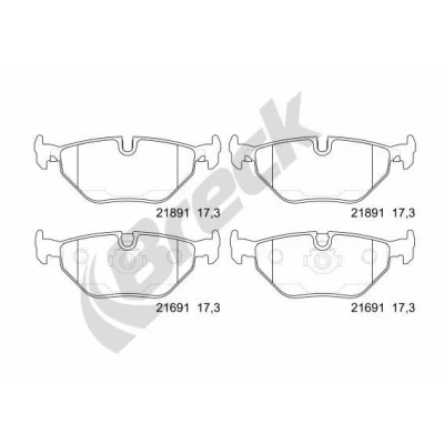 Billede af BRECK 21691 00 702 Bremseklodser Forberedt til slidindikator BMW: 5 Sedan, Touring