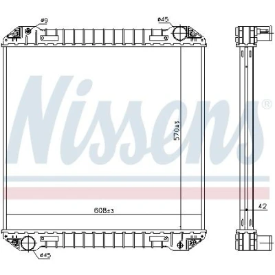 Billede af NISSENS 623440 Radiator Aluminium 570 608 42 uden ramme Loddet køleripper