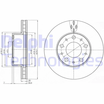 Billede af DELPHI BG4059 Bremseskiver 280 28 5 ventileret olieret ubehandlet uden hjullejer, ABS sensorring FIAT: Ducato III Ladvogn / Chassis
