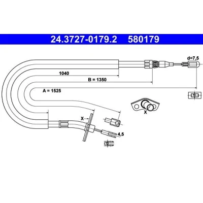 Billede af ATE 24.3727 0179.2 Håndbremsekabel 1525 VOLKSWAGEN: LT 28 46 2 Kasten