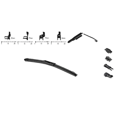 Billede af viskerblad Valeo First Multiconnection 575001 380mm Fladblad Krog fastgørelse, Top Lock FIAT: Panda II Hatchback, Grande Punto Hatchback