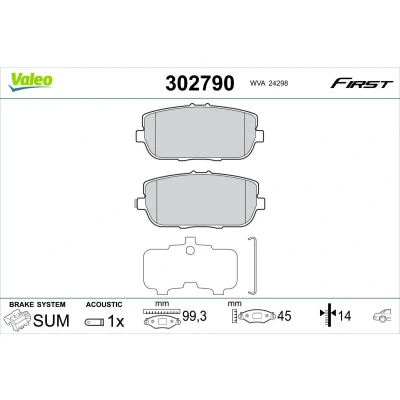 Billede af VALEO 302790 Bremseklodser bagaksel Inkl. slidadvarselskontakt uden skruer, anti knirke plade MAZDA: MX 5 IV, IV RF Targa, 3