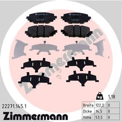 Billede af ZIMMERMANN 22271.145.1 Bremseklodser Billede svarer til leveringsomfang, med fjeder MAZDA: MX 5 IV, IV RF Targa