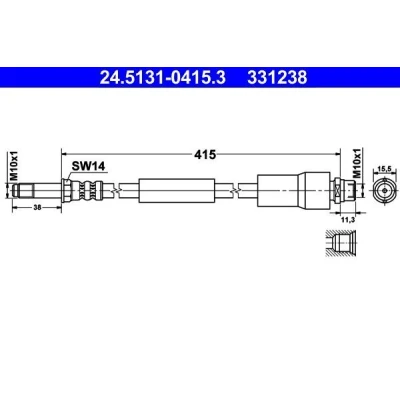 Billede af ATE 24.5131 0415.3 Bremseslange 415 M10x1 VOLKSWAGEN: Crafter 30 35 Bus