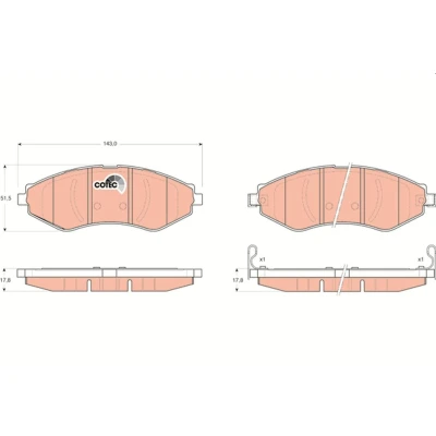 Billede af TRW COTEC GDB3347 Bremseklodser med akustisk advarsel for slid CHEVROLET: Aveo / Kalos Hatchback, Nubira Stationcar, Lacetti Hatchback